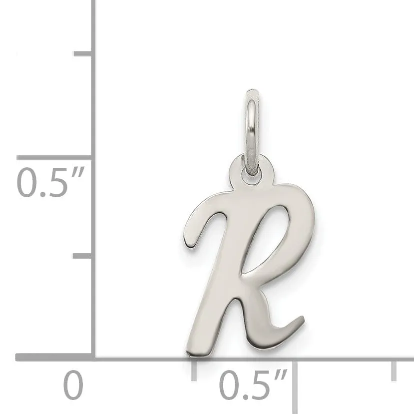 Sterling Silver Small Script Initial R Charm