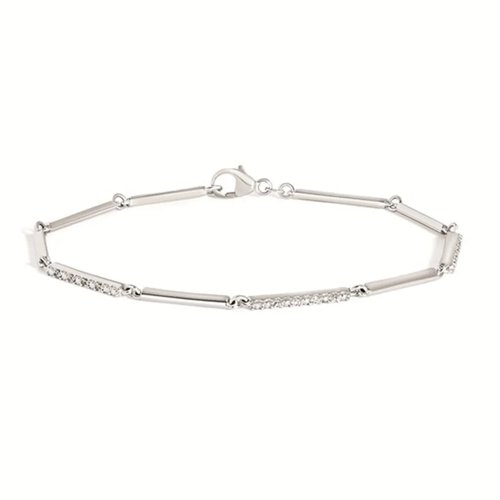 Sterling Silver White Gold 0.16ctw Diamond Bracelet