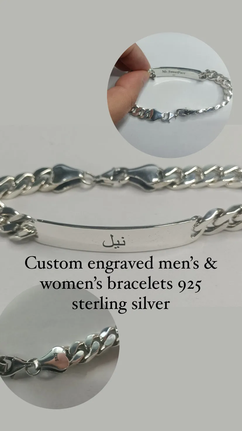 Thick chain custom engraved bracelet