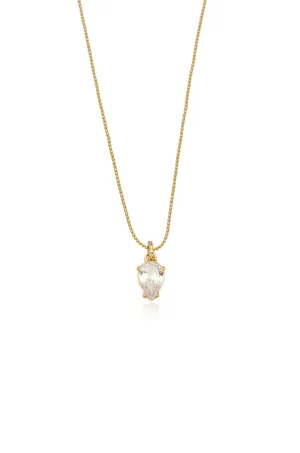 Thin and Delicate 18k Gold Plated Crystal Pendant Necklace