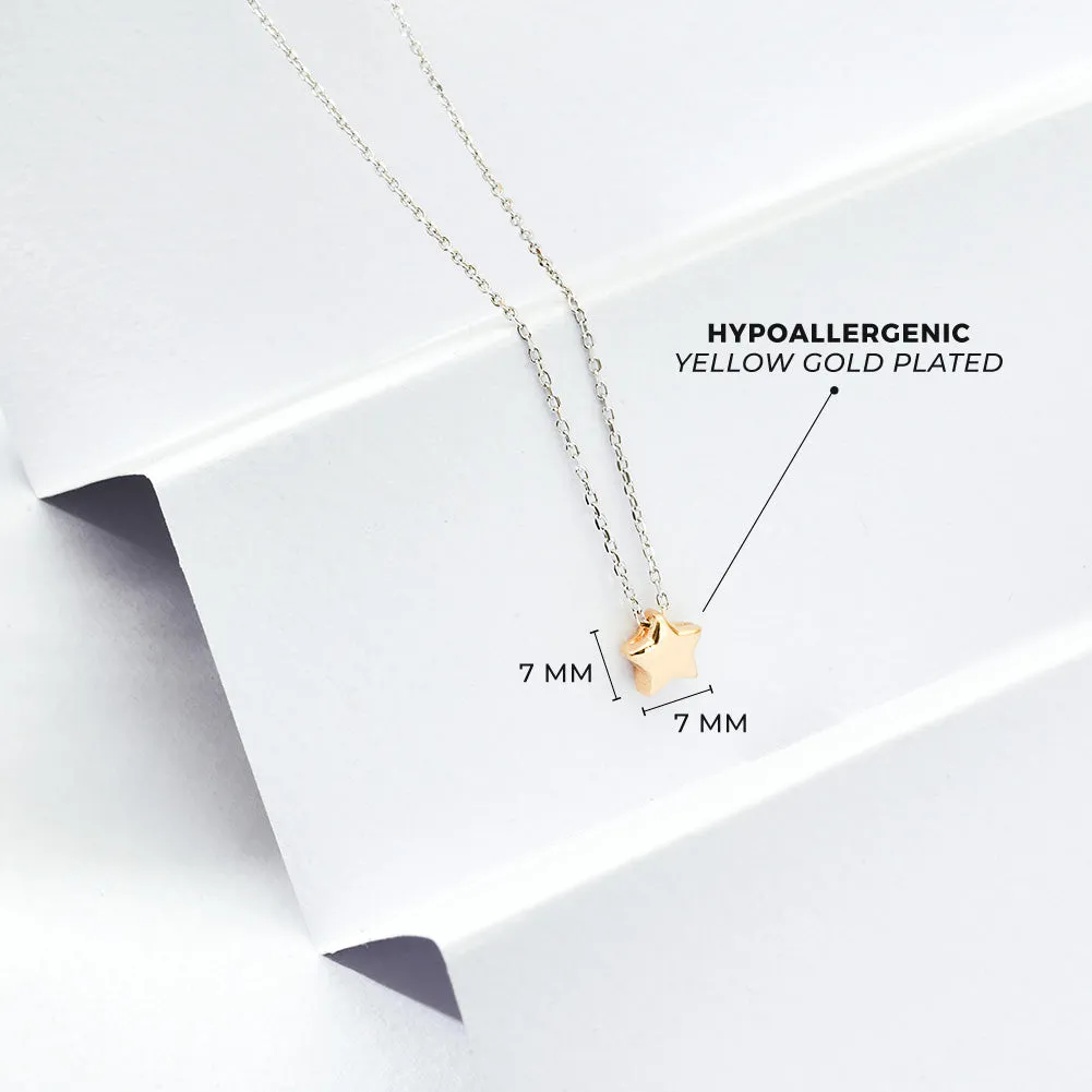 Tiny Star Gold Plated Women's Necklace - Sterling Silver