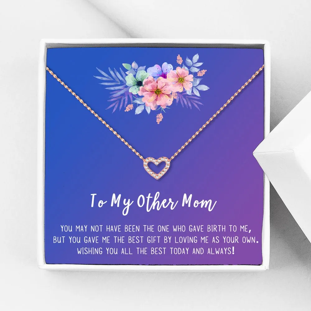 To My Other Mother Card and Necklace Gift, Mother's Day Gift for Step Mom, Jewelry and Card, Gift for Mom, Pendant Necklace with Card, Gift Set for Mom [Rose Gold Heart, 18" Chain]