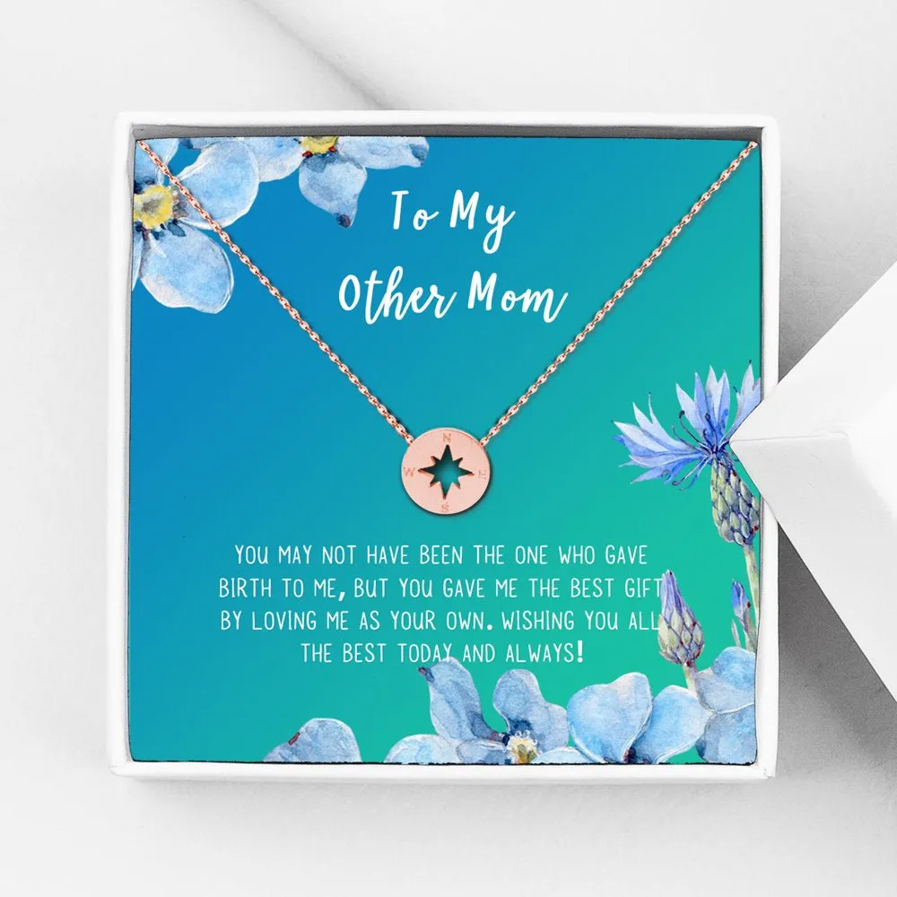 To My Other Mother Card and Necklace Gift, Mother's Day Gift for Step Mom, Jewelry and Card, Gift for Mom, Pendant Necklace with Card, Gift Set for Mom [Rose Gold Heart, 18" Chain]