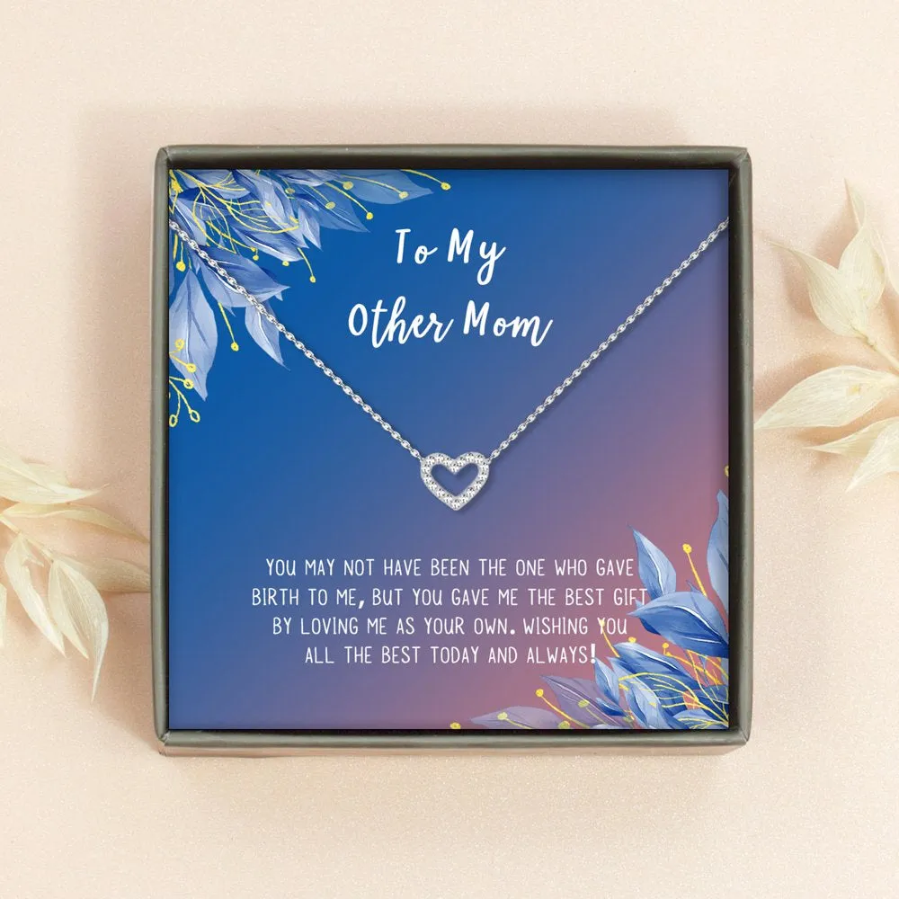 To My Other Mother Card and Necklace Gift, Mother's Day Gift for Step Mom, Jewelry and Card, Gift for Mom, Pendant Necklace with Card, Gift Set for Mom [Rose Gold Heart, 18" Chain]