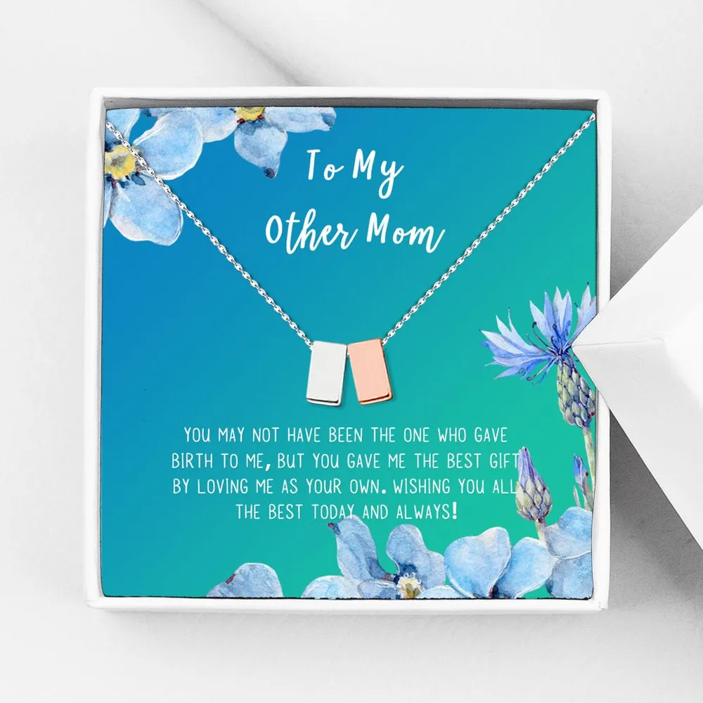 To My Other Mother Card and Necklace Gift, Mother's Day Gift for Step Mom, Jewelry and Card, Gift for Mom, Pendant Necklace with Card, Gift Set for Mom [Rose Gold Heart, 18" Chain]