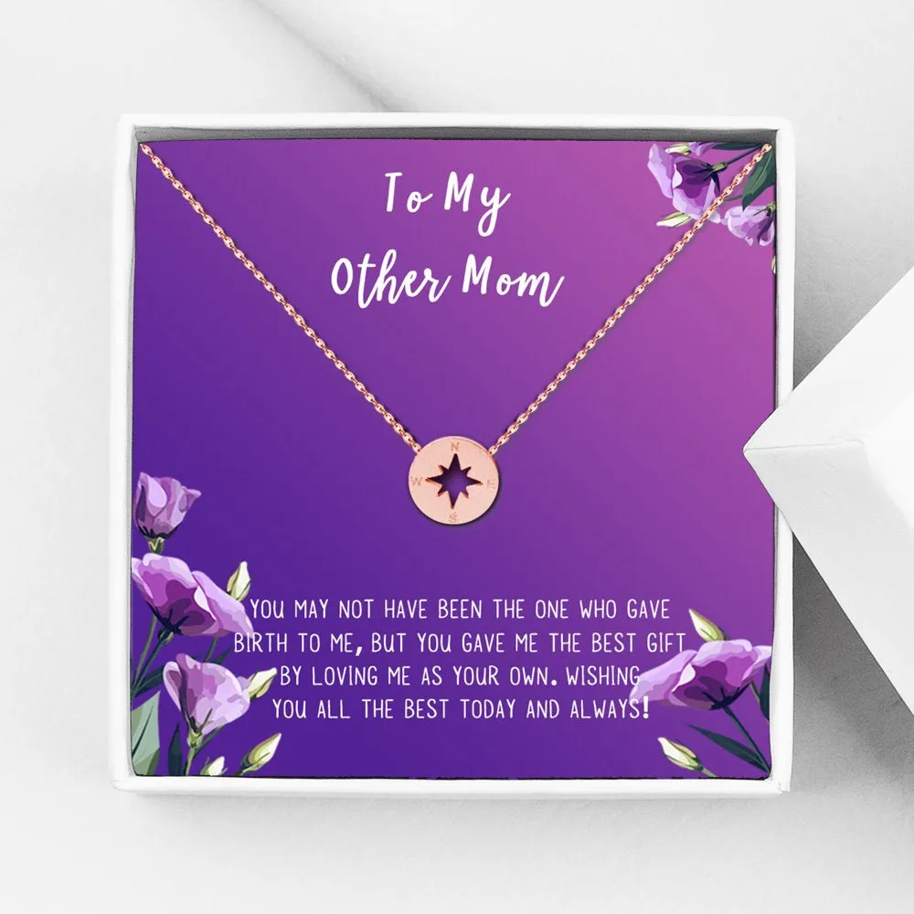 To My Other Mother Card and Necklace Gift, Mother's Day Gift for Step Mom, Jewelry and Card, Gift for Mom, Pendant Necklace with Card, Gift Set for Mom [Rose Gold Heart, 18" Chain]