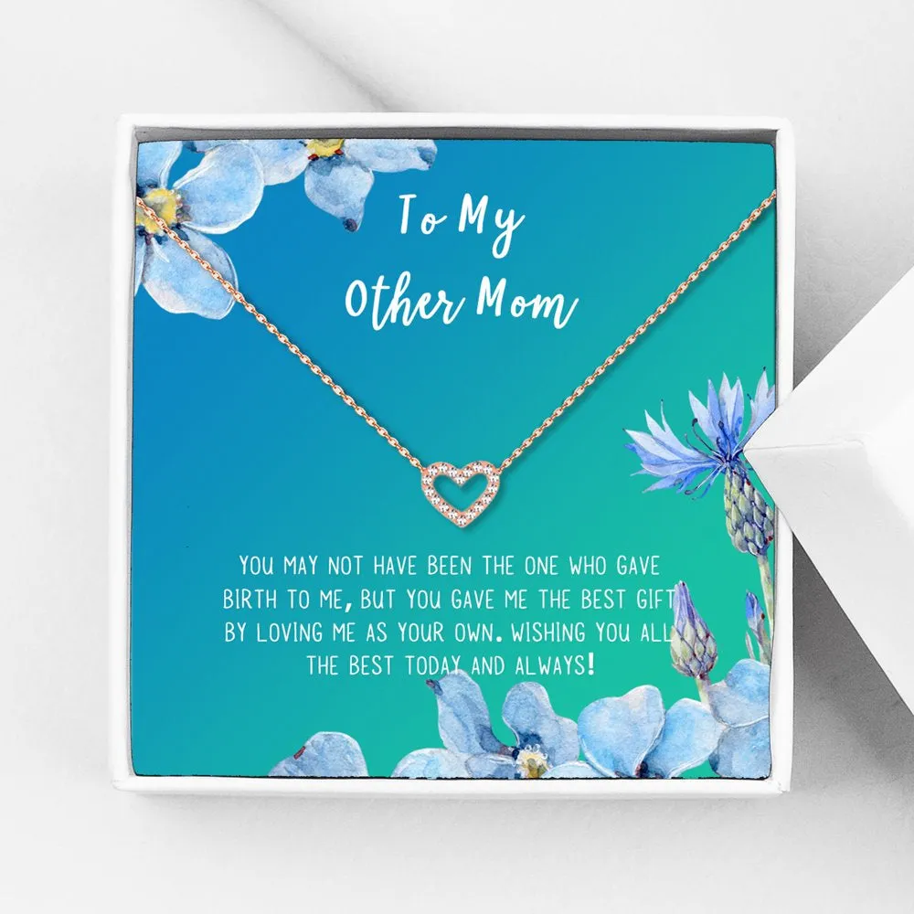 To My Other Mother Card and Necklace Gift, Mother's Day Gift for Step Mom, Jewelry and Card, Gift for Mom, Pendant Necklace with Card, Gift Set for Mom [Rose Gold Heart, 18" Chain]