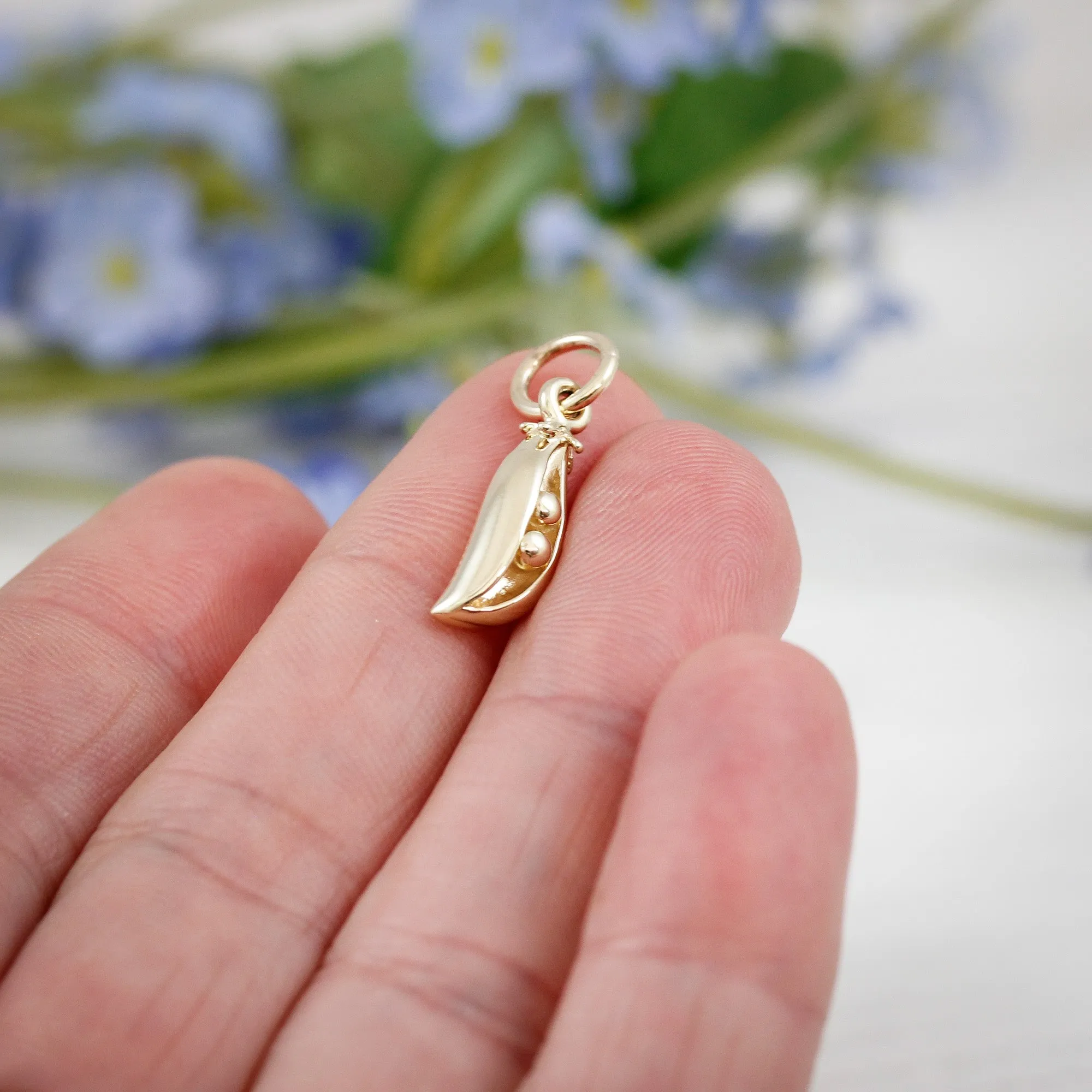 Two Peas In A Pod Solid Gold Charm