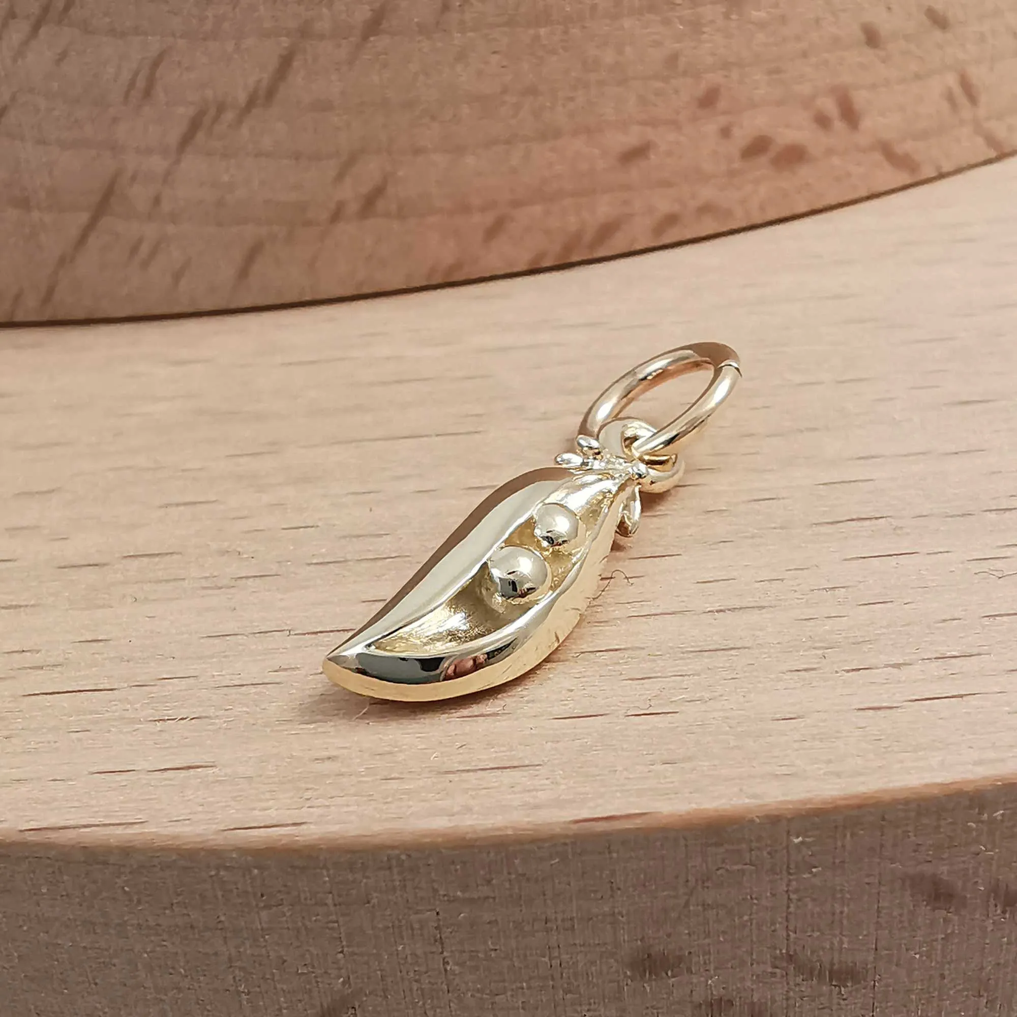 Two Peas In A Pod Solid Gold Charm