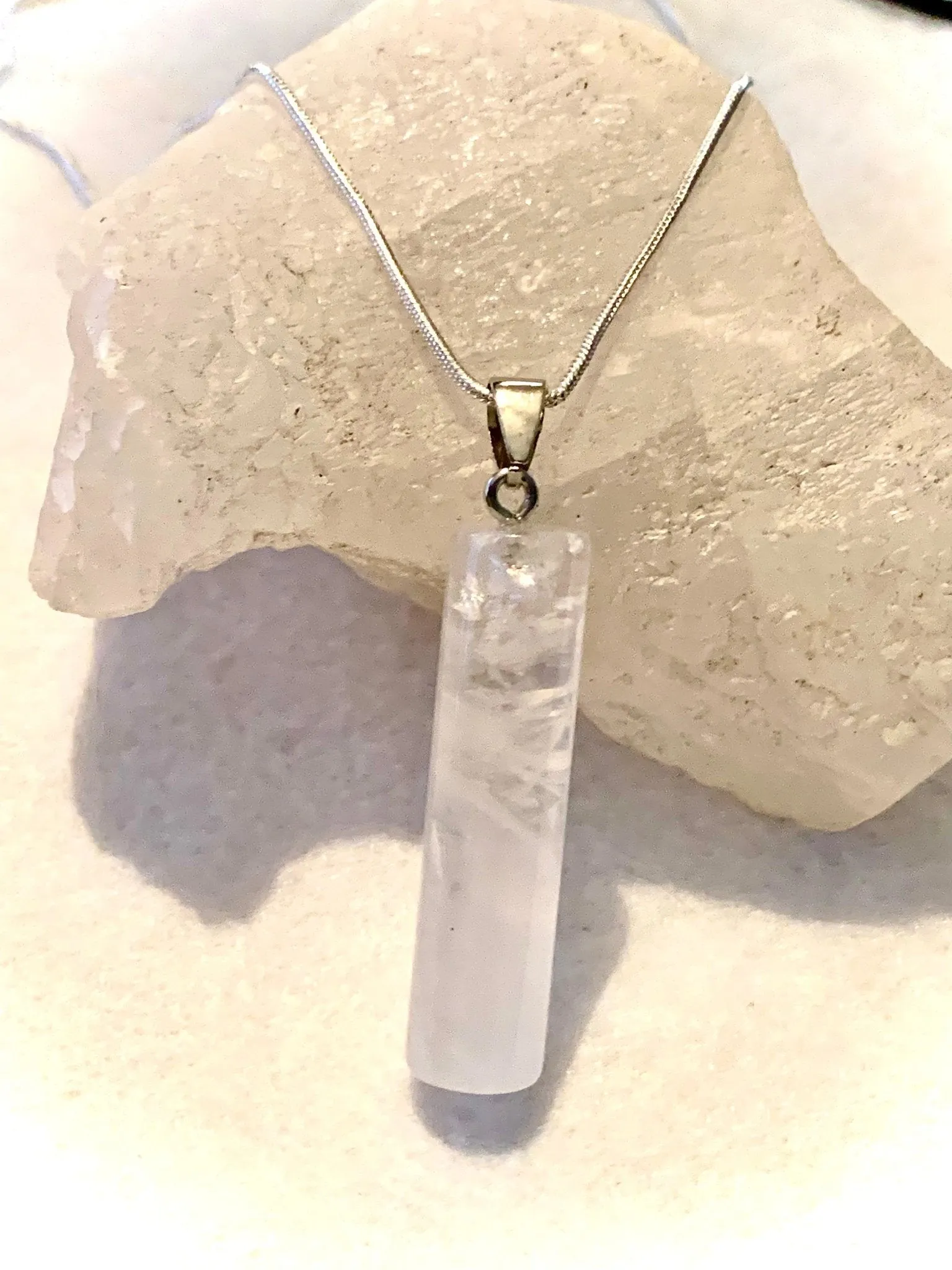 Uzzi Genuine Clear Quartz Pendant Necklace