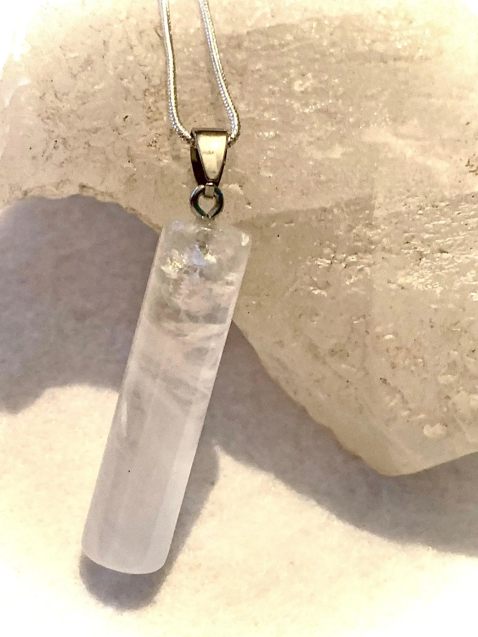 Uzzi Genuine Clear Quartz Pendant Necklace