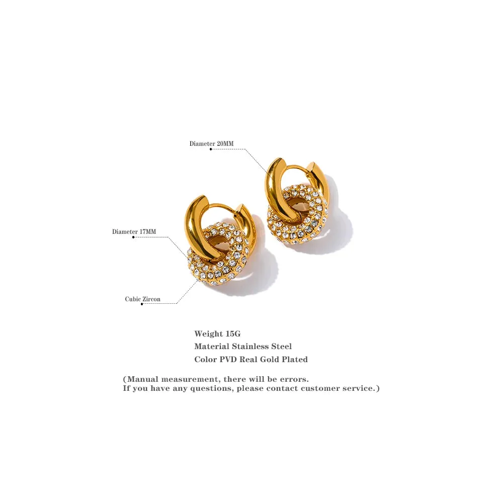 VAIGE Elegant 18K Gold Color Stainless Steel Huggie Hoop Earrings with Shiny Cubic Zirconia – High-Quality Charm Jewelry Gift