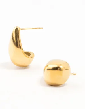 Waterproof Gold Plated Stainless Steel Organic Drop Earrings