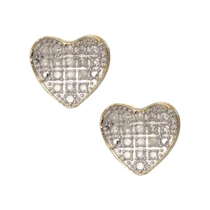 Women's Framed Micro-Pavé Heart Diamond Stud Earrings 0.19ct 10K Yellow Gold