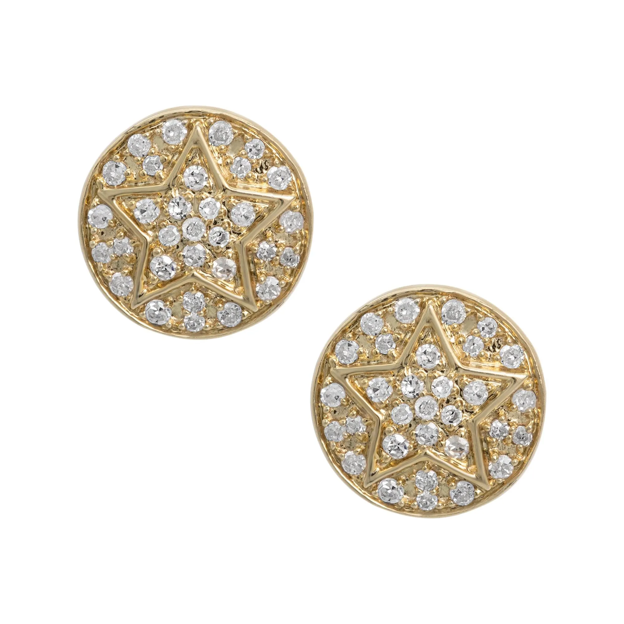 Women's Round Cluster Star Diamond Stud Earrings 0.16ct 10K Yellow Gold