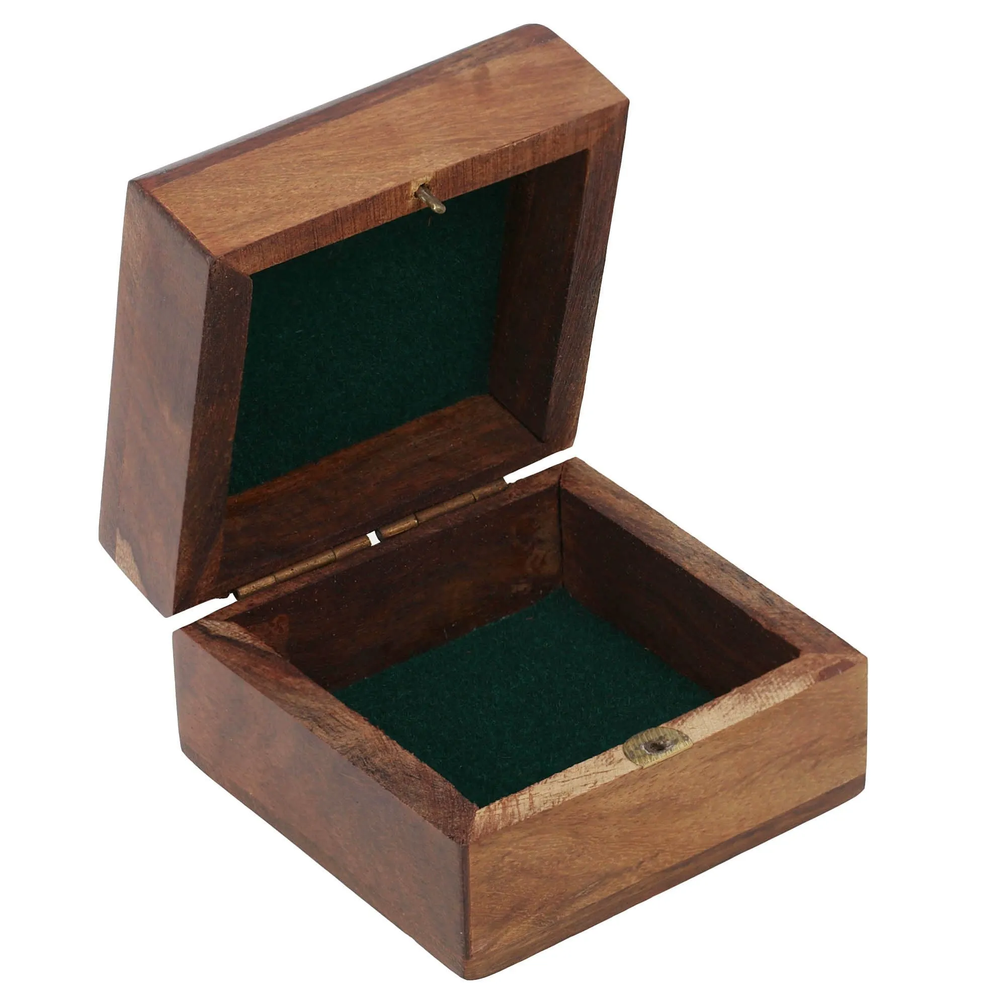 Wooden Trinket Jewelry Box, Sleek and Simple Gift for Girlfriend, 3 x 3 x 1.75 inches