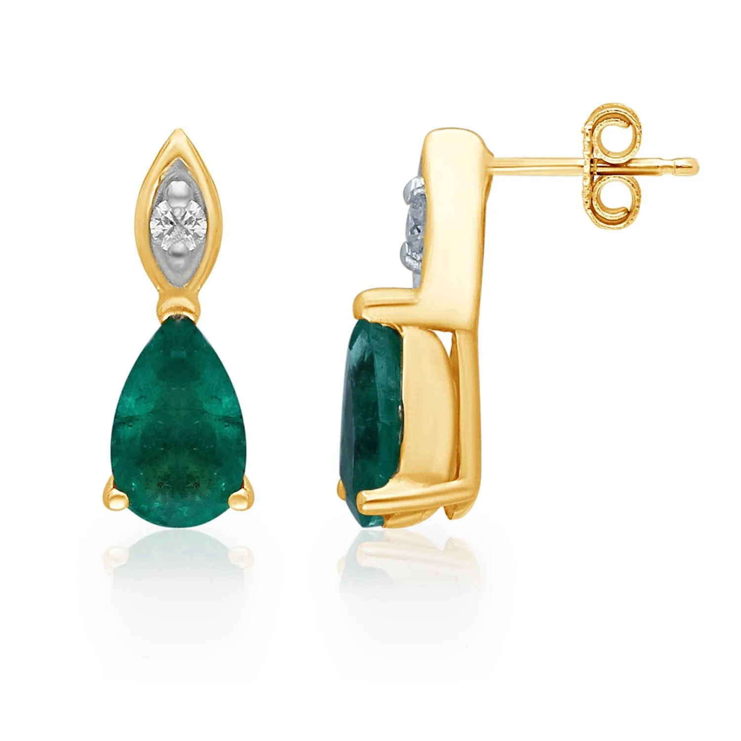 Yellow Gold Emerald & Diamond Heirloom Earrings