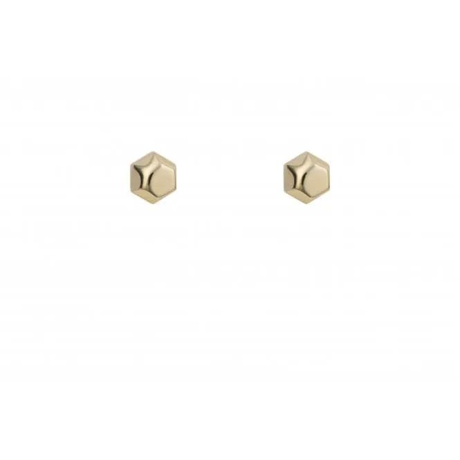 Yellow Gold Hexagon Flat Top Stud Earrings GE2429