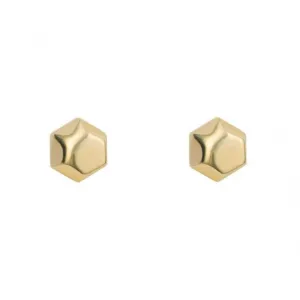 Yellow Gold Hexagon Flat Top Stud Earrings GE2429