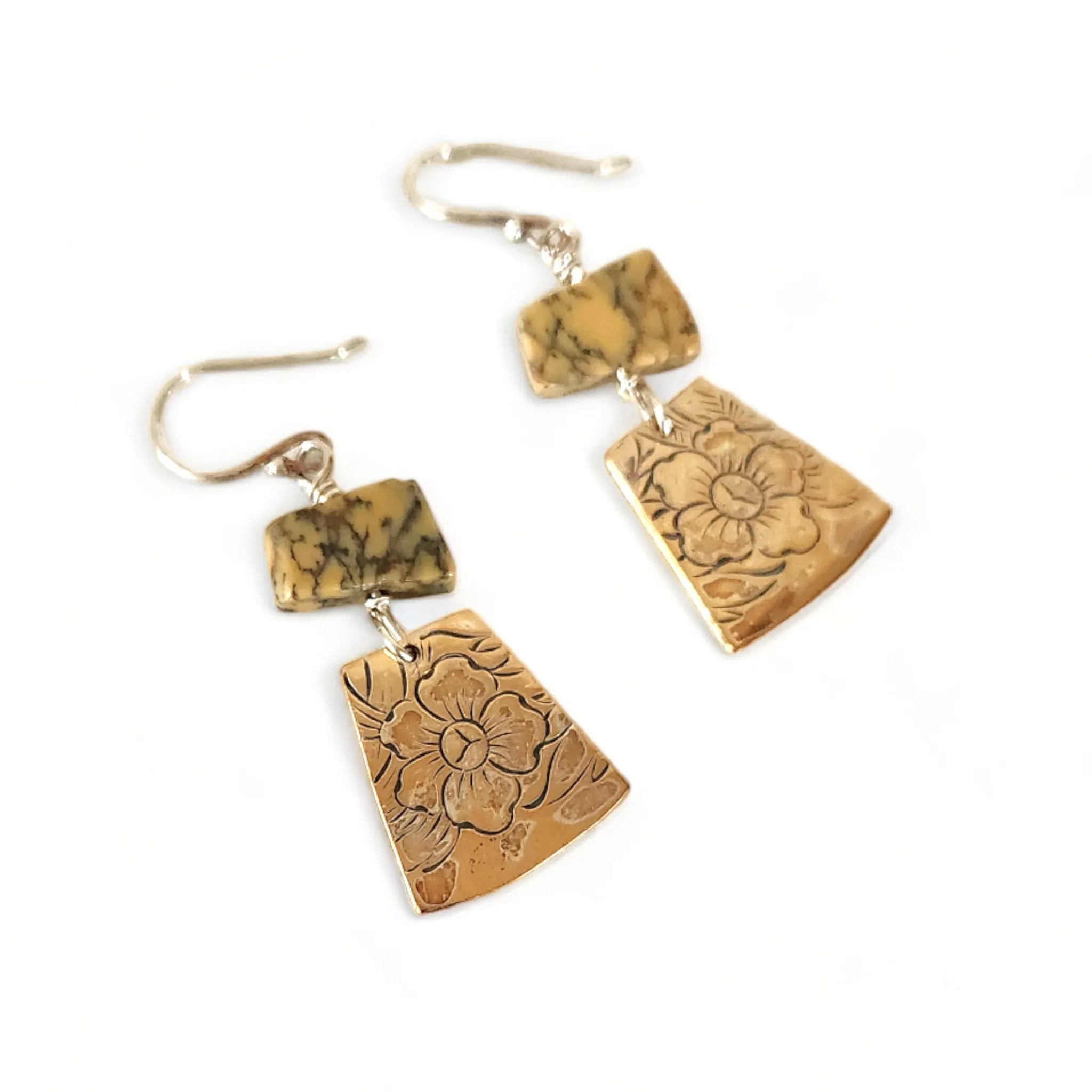 Yellow Jasper Floral Earrings