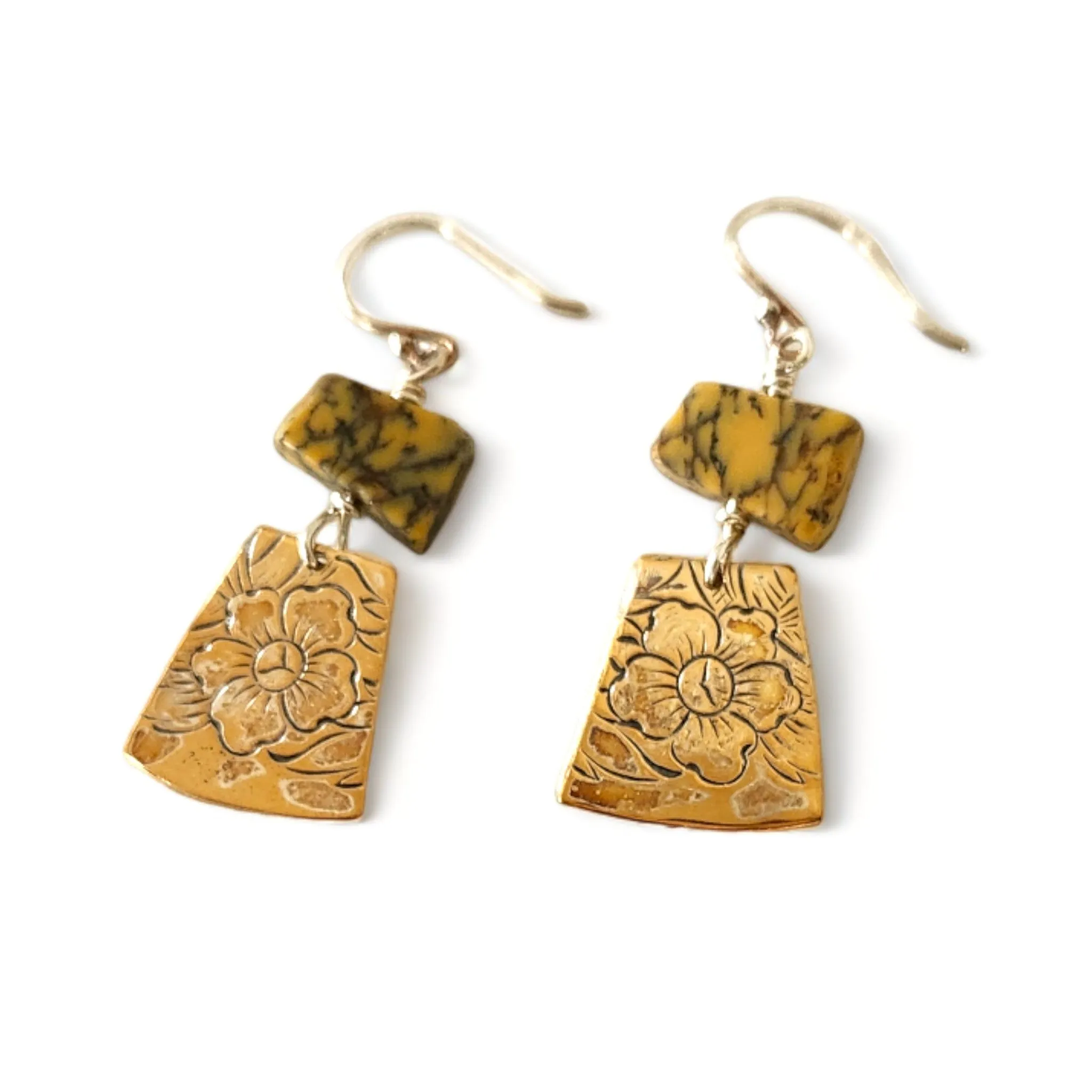 Yellow Jasper Floral Earrings